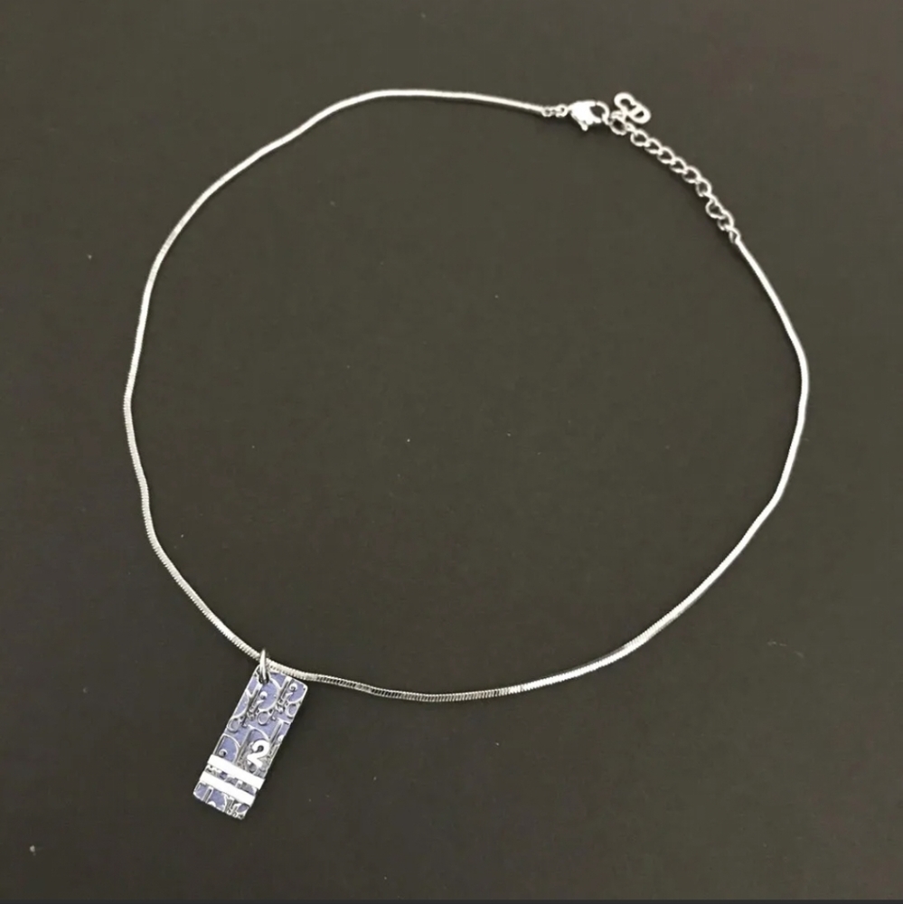 🧧NWOT Christian Dior Trotter Silver Necklace & BAG🏆+GIFT(COPY) - Picture 2 of 10